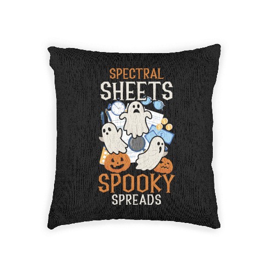 Spectral Sheets Spooky Spreads Scary Halloween Woven Pillows