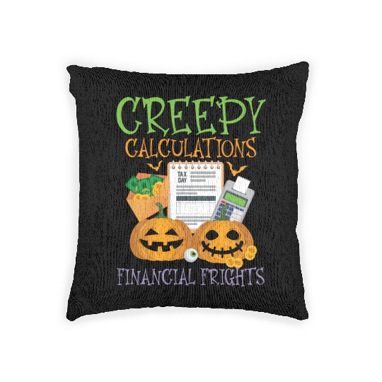 Creepy Calculations Financial Frights Halloween Woven Pillows