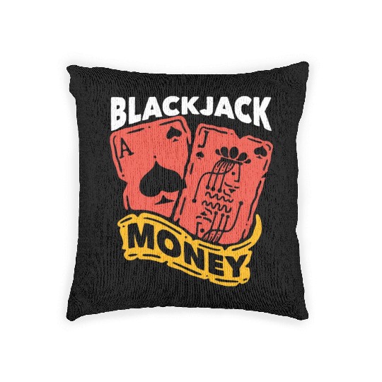Classic Blackjack Money Casino Card Game Dealer Woven Pillows