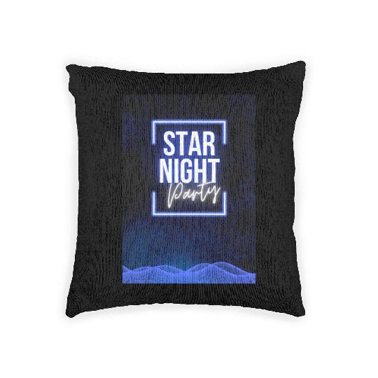 Black Purple Neon Night Club Party Poster Woven Pillows
