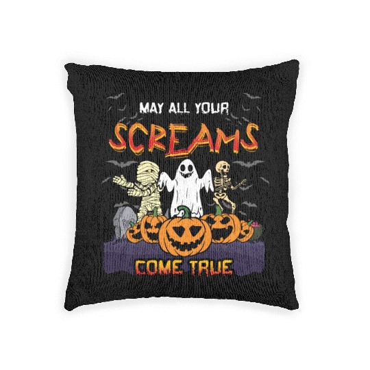 Scary Horror Monsters Skeleton Creepy Halloween Woven Pillows