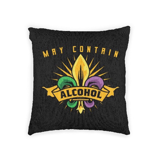 May Contain Alcohol Mardi Gras Woven Pillows