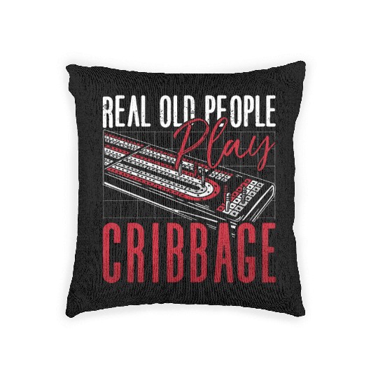 Cribbage Real Old People Play Cribbage Board Game Woven Pillows