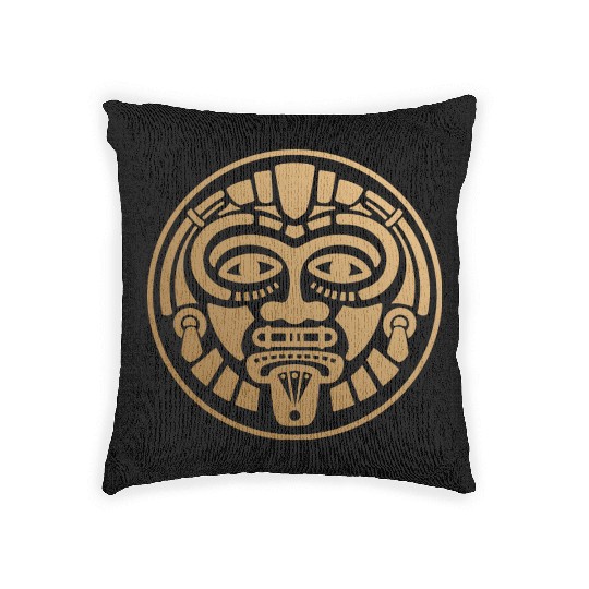 Minimalist Ethnic Mask Logo: Aztec & Mayan Woven Pillows