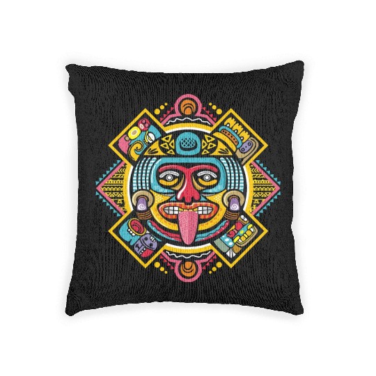 Colorful Aztec Illustration: Ethnic Ornament Woven Pillows