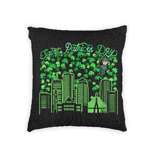 Saint Patrick's Day Boston Massachusetts Woven Pillows