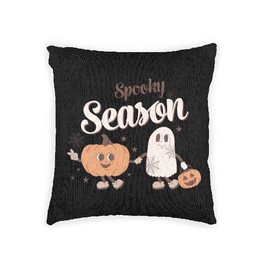 Spooky Season Ghost Pumpkin Friends Woven Pillows