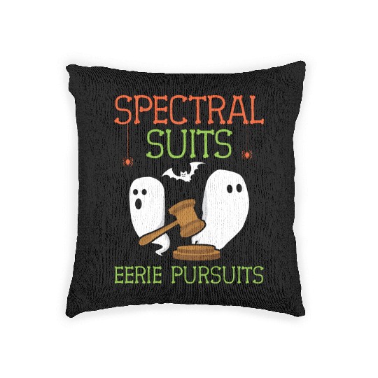 Spectral Suits Eerie Pursuits Lawyer Halloween Woven Pillows