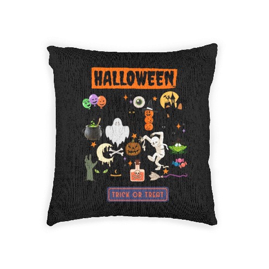 Halloween trick ot treat Woven Pillows