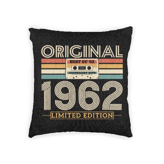 Retro '62 Vintage Birthda Woven Pillows