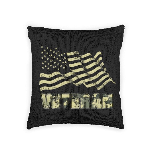 Us Veteran Flag Woven Pillows