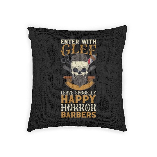 Horror Barber Spooky Hairdresser Hairstylist Hair Woven Pillows