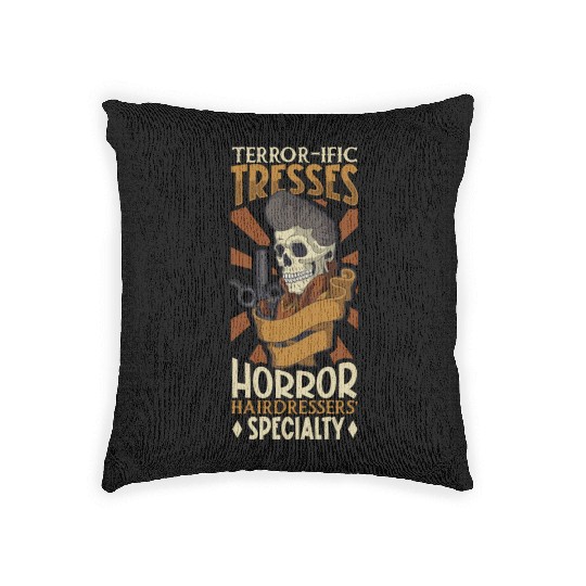 Horror Barber Spooky Hairdresser Hairstylist Hair Woven Pillows