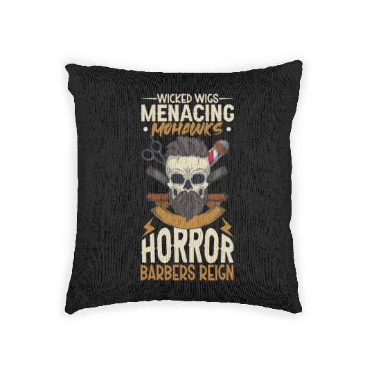 Horror Barber Spooky Hairdresser Hairstylist Hair Woven Pillows