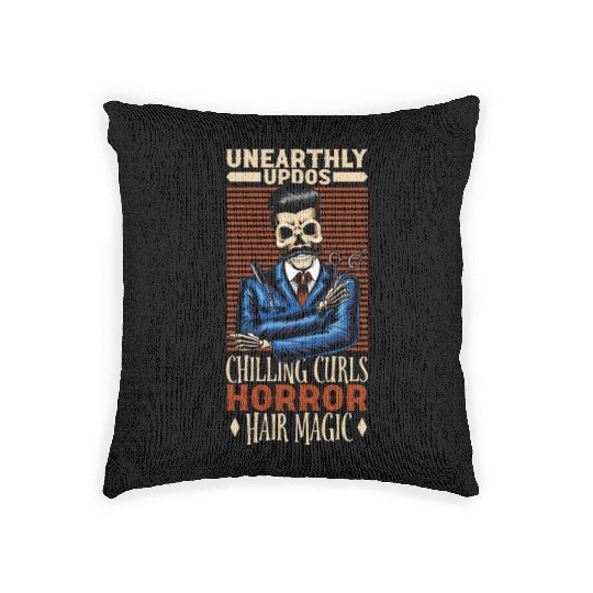 Horror Barber Spooky Hairdresser Hairstylist Hair Woven Pillows
