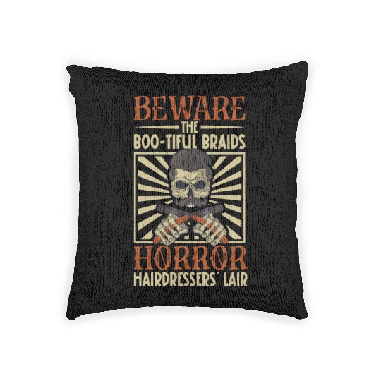 Horror Barber Spooky Hairdresser Hairstylist Hair Woven Pillows