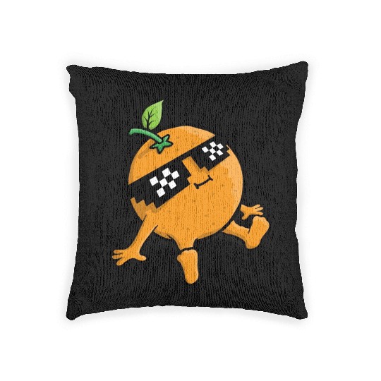 Cool Relaxing Orange Fruit Pixel Sunglasses Face Woven Pillows