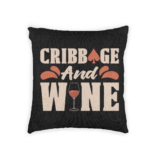 Cribbage And Wine Loves Board Game Card Game Crib Woven Pillows