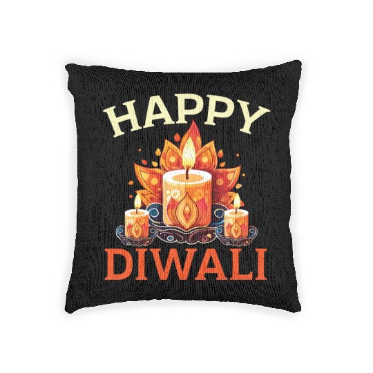 Happy Diwali Diwali Festival Indian Hindu Hinduism Woven Pillows