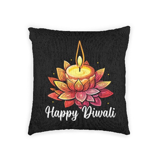 Happy Diwali Diwali Festival Indian Hindu Hinduism Woven Pillows