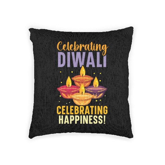 Happy Diwali Diwali Festival Indian Hindu Hinduism Woven Pillows