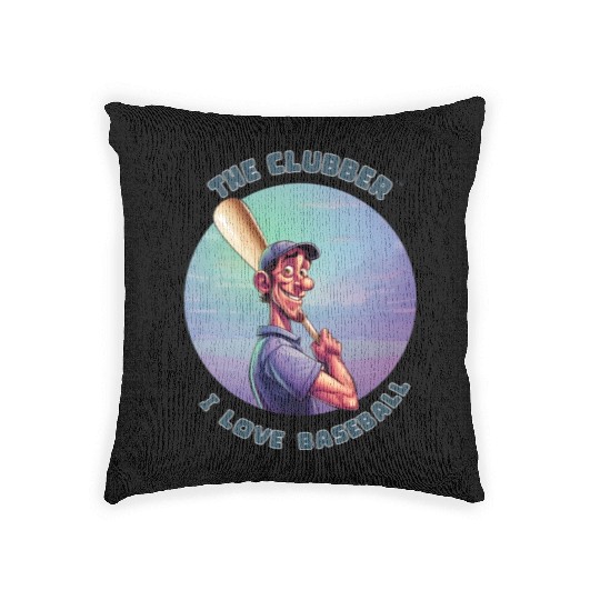 The Clubber, With His Baseball Bat Woven Pillows