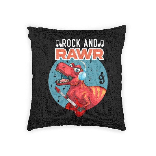 Rock & Rawr Vintage Dinosaur T-Rex Music Japanese Woven Pillows