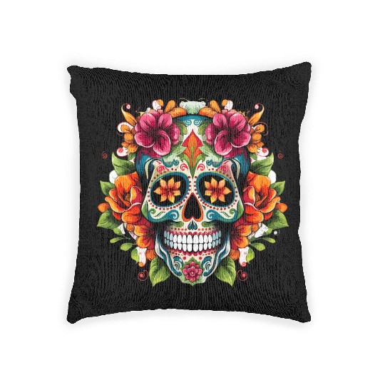 Day of the Dead Iconic Sugar Skull Woven Pillows