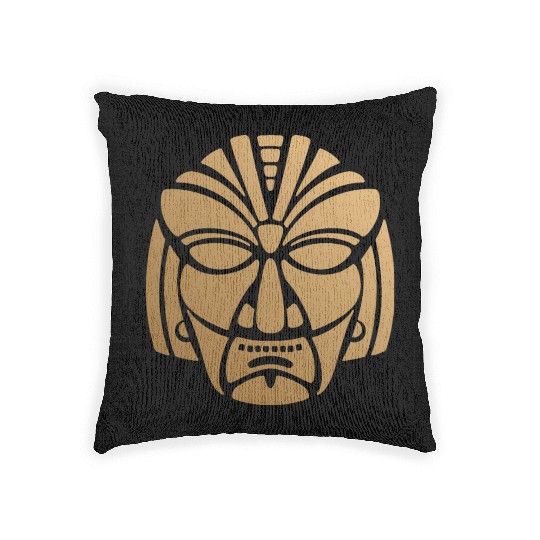Aztec & Mayan: Sleek Mask Business Logo Woven Pillows