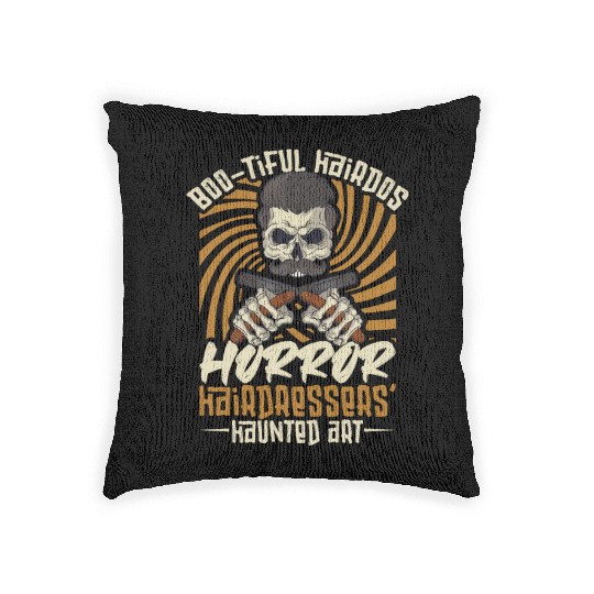 Horror Barber Spooky Hairdresser Hairstylist Hair Woven Pillows