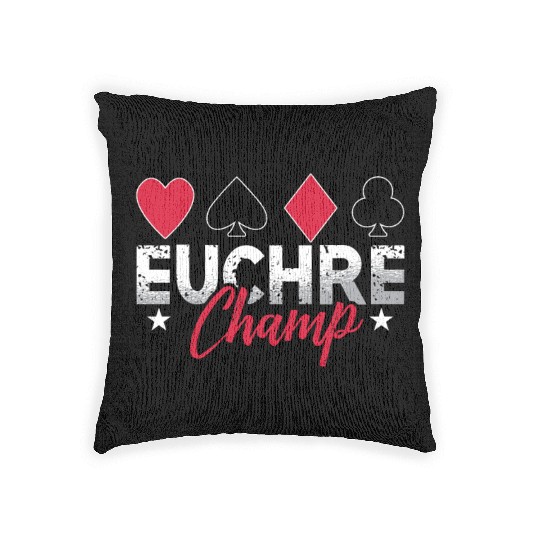 Euchre Champ Playing Cards Pinochle Board Game Woven Pillows