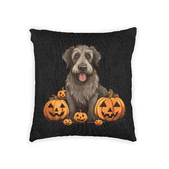 Irish Wolfhound Dog Pumpkin Lazy Halloween Party Woven Pillows