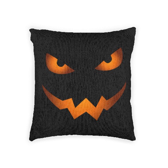 Scary Jack O Lantern Pumpkin Face Halloween Woven Pillows
