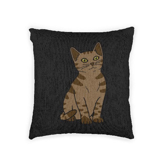 Brown Tabby Cat Woven Pillows