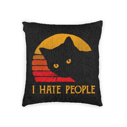 Cat I Hate People Woven Pillows