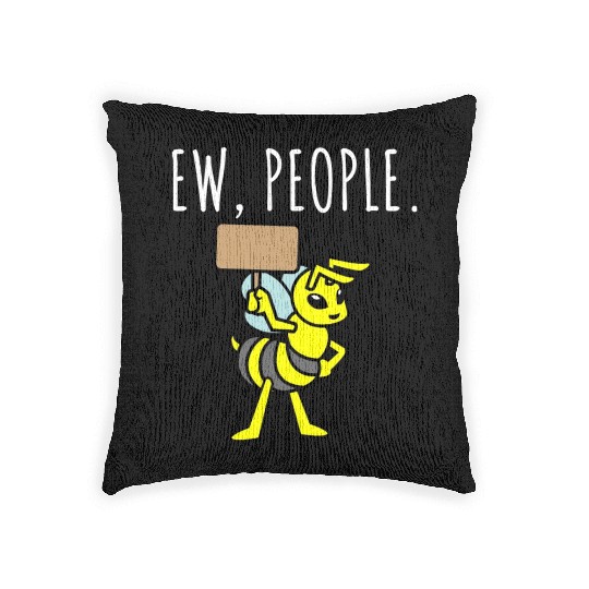 Ew People Bee Holding Blank Sign Woven Pillows