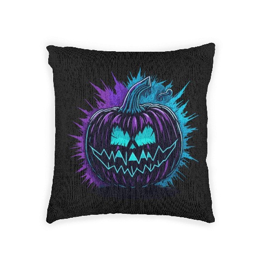 Neon Pumpkin Purple and Teal Woven Pillows