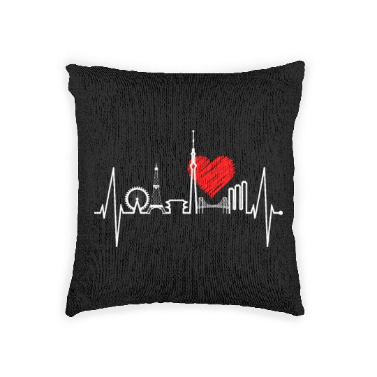 Tokyo Skyline Heartbeat Japanese Heart Love Tokyo Woven Pillows