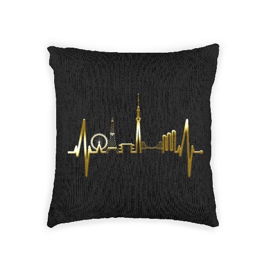 Tokyo Skyline Heartbeat Japanese Heart Love Tokyo Woven Pillows