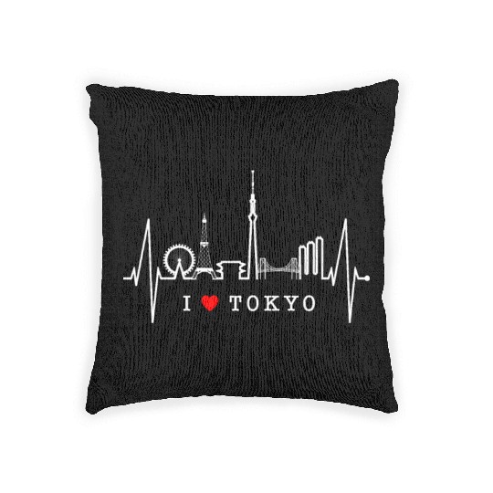 Tokyo Skyline Heartbeat Japanese Heart Love Tokyo Woven Pillows