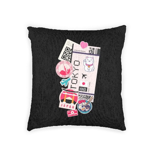 Tokyo Air Ticket Boarding Pass Plane Japan Travel Woven Pillows