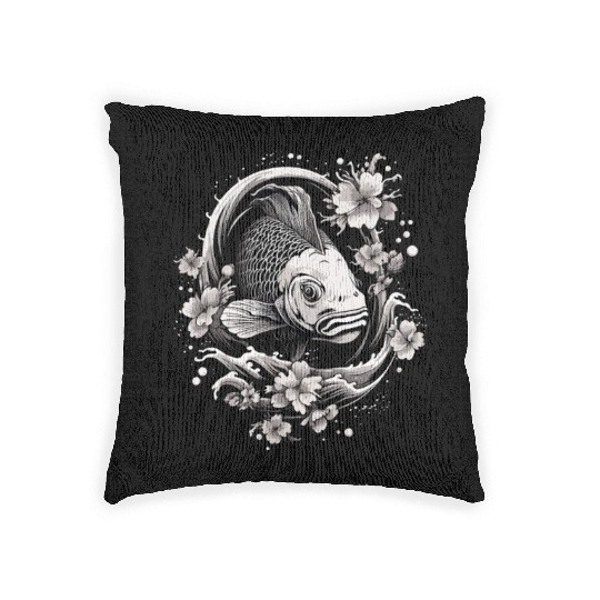 Koi Fish Koi Carp Japanese Tatto-style Koi Woven Pillows