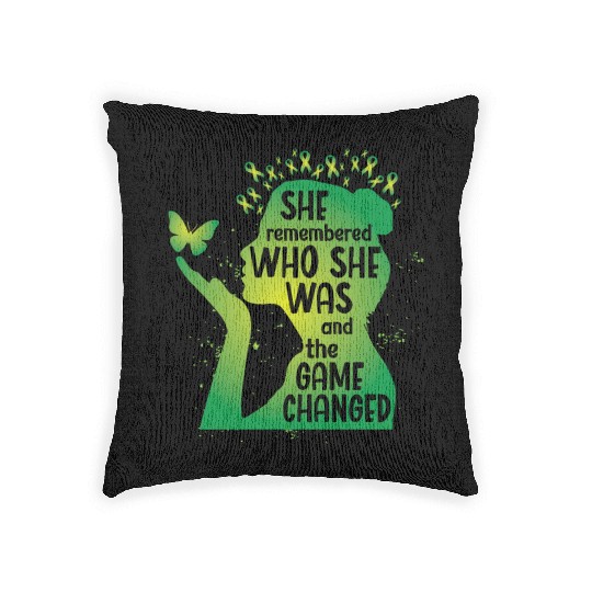 Mental Health Green Ribbon Butterfly Woven Pillows