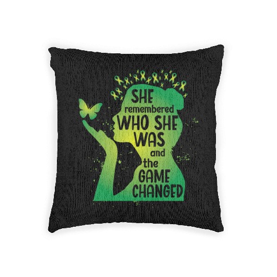 Mental Health Green Ribbon Butterfly Woven Pillows