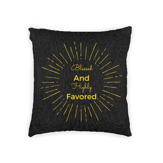 Blessed and Highly Favored Gold Woven Pillows