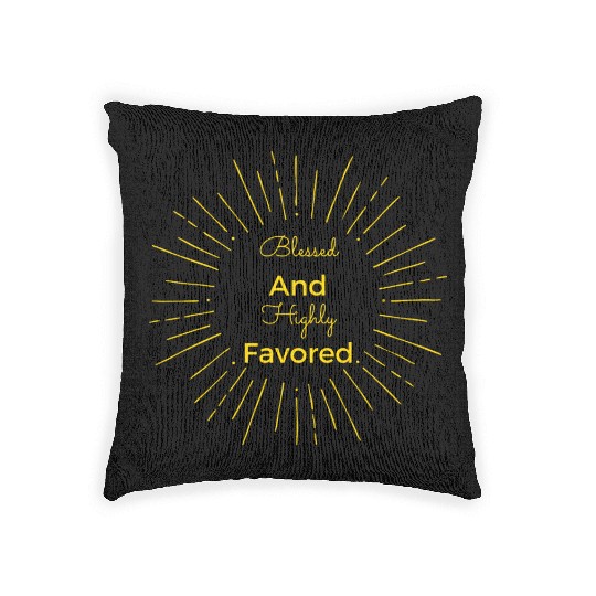 Blessed and Highly Favored Gold Woven Pillows