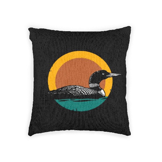 Loon Sunset Faded Look with Retro Colors Woven Pillows