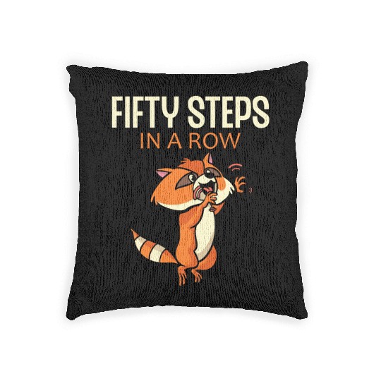 Fifty Steps In a Row Funny Walk Routine Red Panda Woven Pillows