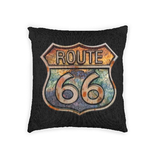 Route 66 vintage sign - Dingy metal sign 2 Woven Pillows