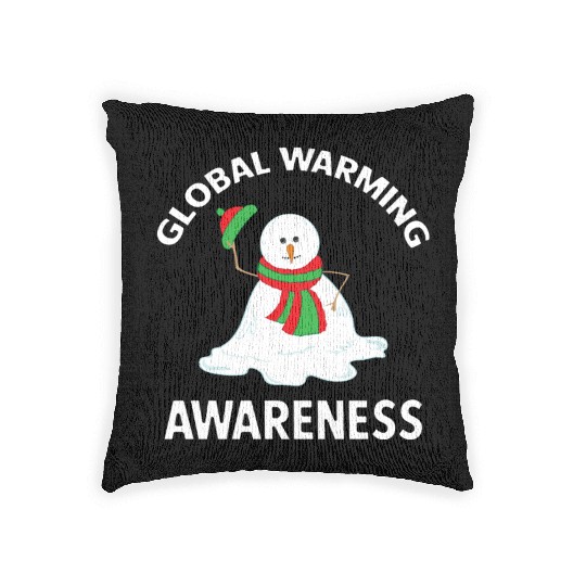 Snowman Global Warming Awareness Collection Woven Pillows